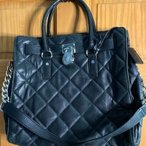 Michael Kors Large Black Leather Quilted Tote